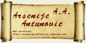 Arsenije Antunović vizit kartica